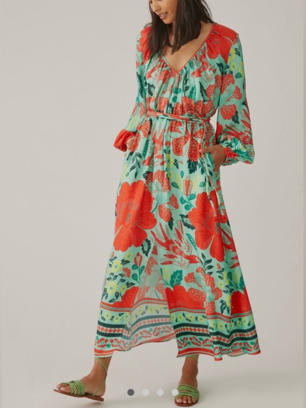 FARM Rio poppy print Maxi Dress NWT